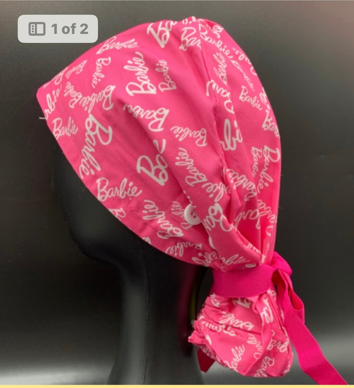 Satin lined scrub caps with a matching badge reel