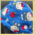 Satin lined scrub caps with a matching badge reel