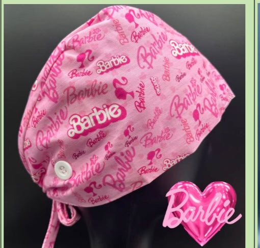 Satin lined scrub caps with a matching badge reel